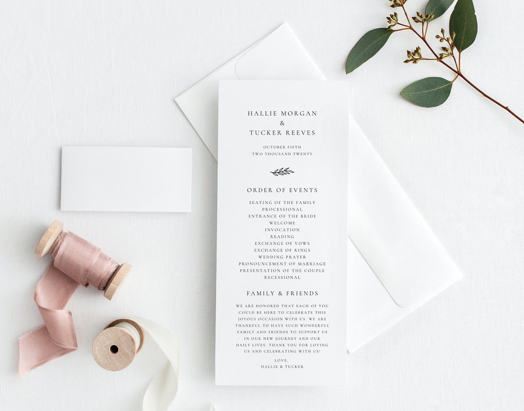 Printable Wedding Program Template Printable Wedding Ceremony Program ...
