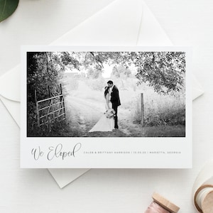 Printable Wedding Announcement | Wedding Announcement Template | Photo Wedding Announcement | Elopement Announcement Card | Templett | CL19