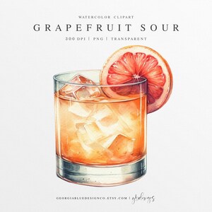 Pompelmo Sour Clipart PNG, Illustrazione di drink con firma per matrimonio, Grafica digitale, Segno del menu del bar, Cocktail di pompelmo ad acquerello, Bourbon