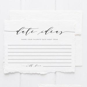 Printable Date Night Idea Cards | Date Night Card Template | Editable Date Night Cards | Date Night Ideas | Bridal Shower Game | MA19