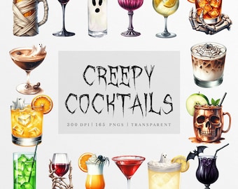 Halloween Clipart, Watercolor Halloween PNG, Watercolor Clipart, Halloween Cocktails, Cocktail Clipart, Pick Your Poison, Cocktail PNGS