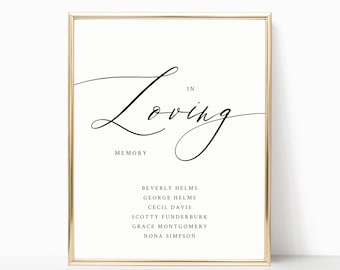 In Loving Memory Printable Sign | In Loving Memory Wedding Sign | Editable In Loving Memory Template | Memory Table Wedding Sign | AB05