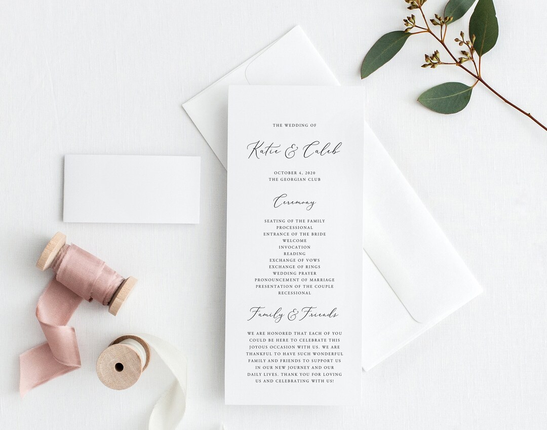 Printable Wedding Program Template | Printable Wedding Ceremony Program ...
