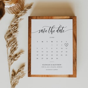 Modèle de calendrier moderne Save the Date | Imprimable Enregistrez le calendrier de date | Cartes Save the Date minimalistes | Téléchargement instantané | ST19