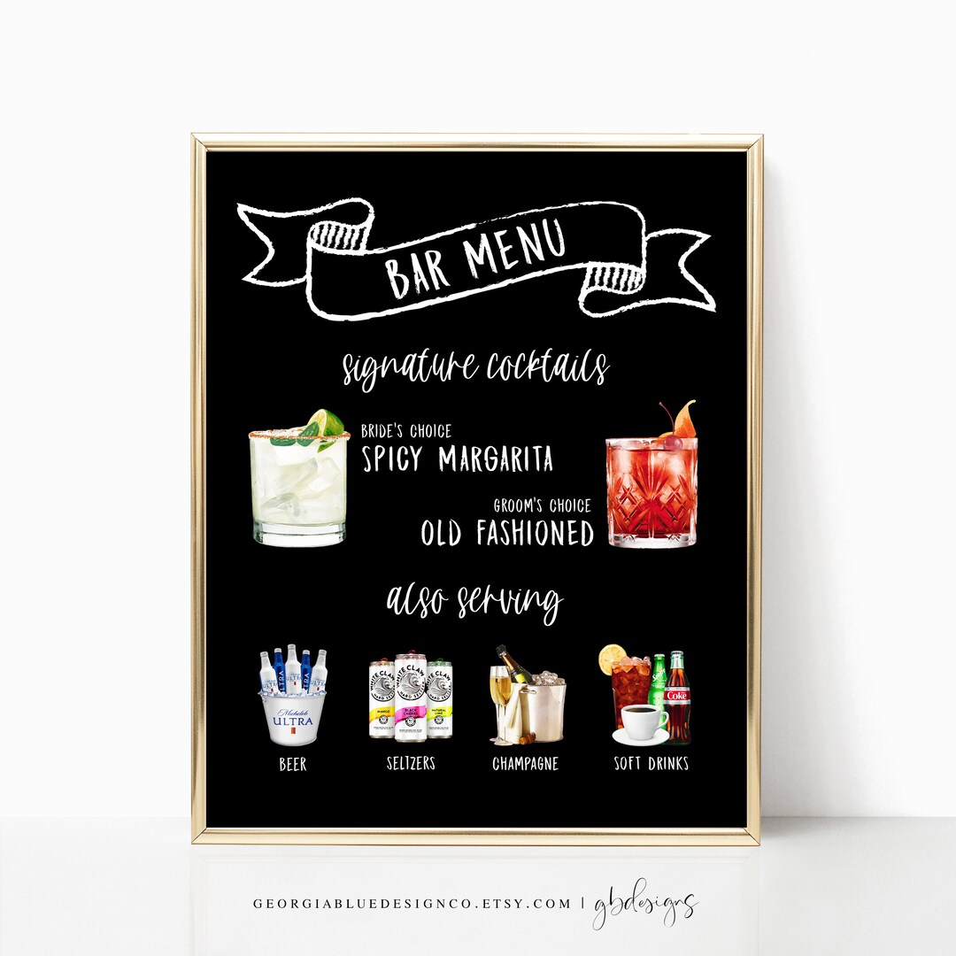 Printable Signature Cocktails Sign | Editable Signature Cocktails ...