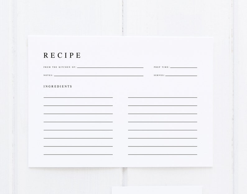 Editable Recipe Card Template Printable Recipe Cards | Etsy