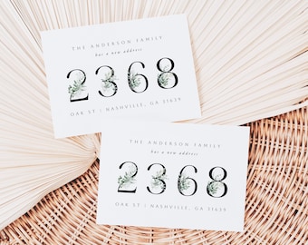 New Address Card | Printable Moving Announcement Template | Change of Address Postcard | We've Moved | New Home Postcard | Botanical