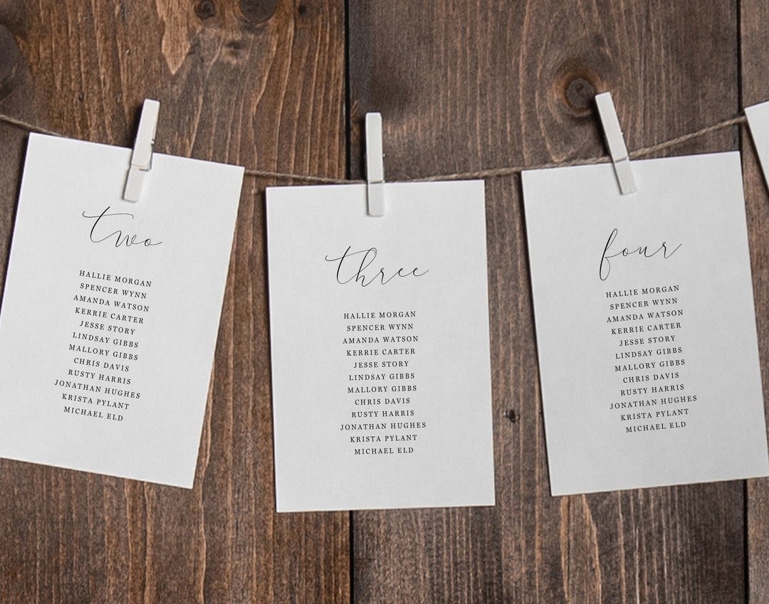 Seating Chart Cards | Wedding Seating Chart | Seating Chart Template ...