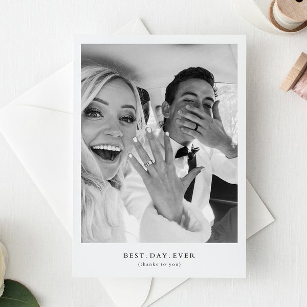 Cartes de remerciement avec photo de mariage, modèle de carte de remerciement de mariage, cartes de remerciement de mariage avec photo, cartes de remerciement minimalistes mariage