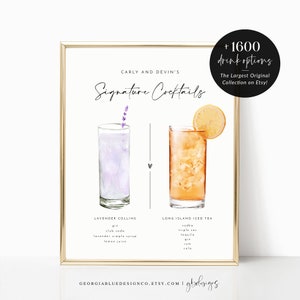 Druckbare Signature Cocktails-Zeichen | Bearbeitbare Signature Cocktails-Vorlage | Druckbare Bar Menu Schild Vorlage | Signatur Getränke Zeichen | MJ23