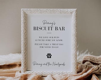 Biscuit Bar Sign, Dog Treat Favor Sign Template, Dog Biscuit Wedding Sign Printable, Dog Treat Wedding Favors Tag, Editable Minimalist, CB24