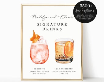 Wedding Signature Drinks Sign: 5500+ Cocktail Options (Printable)