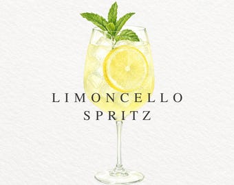 Limoncello Spritz PNG, Watercolor Cocktail Illustration, Italian Spritz Clipart, Summer Drink Graphic, Commercial Use