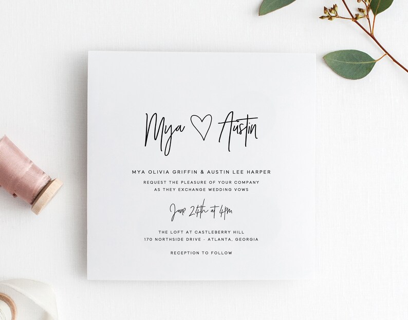 Printable Wedding Invitation Set Modern Wedding Invitations Etsy