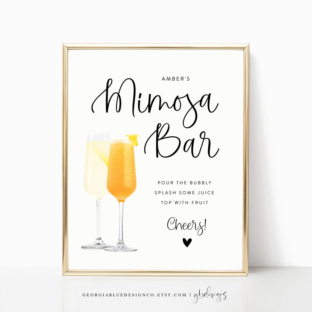 Printable Mimosa Bar Sign Editable Mimosa Bar Sign Template Bridal