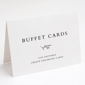 Buffetkaartsjabloon | Afdrukbare buffetkaarten | Bewerkbare buffetkaarten | Tentkaart met voedseletiket | Bruiloft Buffetkaart | Botanisch | Doe-het-zelf | CB18