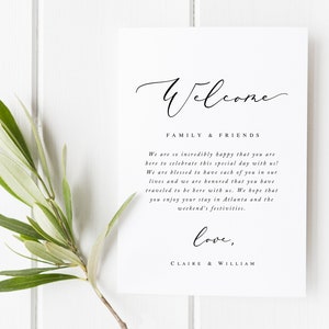 Carta de boas-vindas de casamento para impressão | Carta de saco de boas-vindas do casamento | Modelo de carta de saco de boas-vindas | Cartão de boas-vindas do hotel | Carta de saco de boas-vindas | AC19
