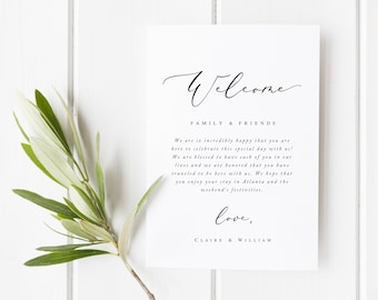 Printable Wedding Welcome Letter | Wedding Welcome Bag Letter | Welcome Bag Letter Template | Hotel Welcome Card | Welcome Bag Letter | AC19