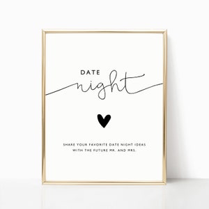 Date Night Cards | Date Night Jar Sign | Printable Date Night Cards | Date Night Ideas Template | Editable Date Night Idea Cards | BW19