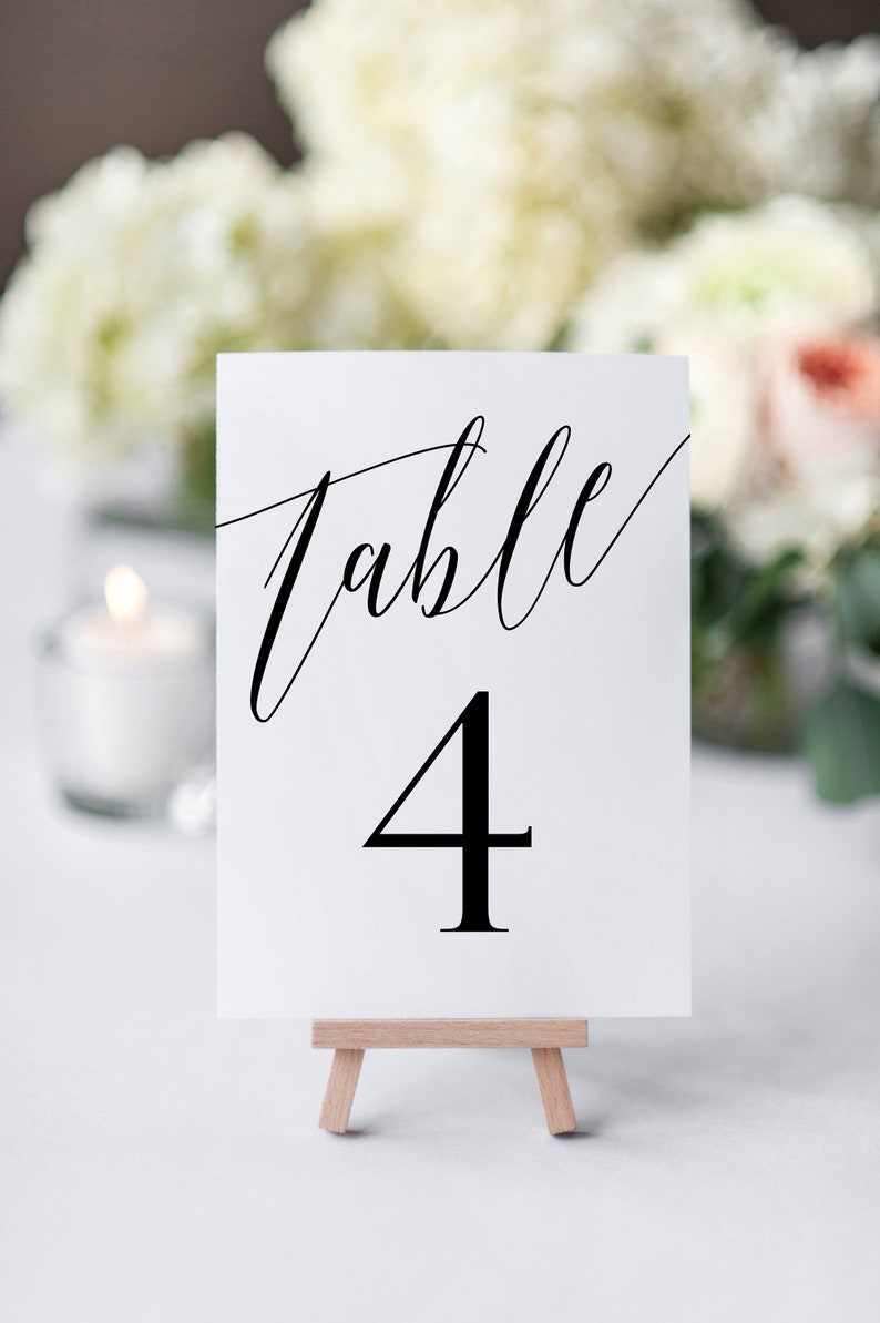 Printable Table Numbers Table Number Template Wedding Table Numbers Calligraphy Table Numbers Editable Instant Download FS18 image 2