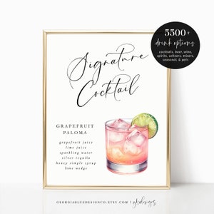 Printable Signature Cocktails Sign, Wedding Signature Drinks Menu Template, Wedding Cocktails, Bar Menu Sign, Signature Drinks Sign, BL23