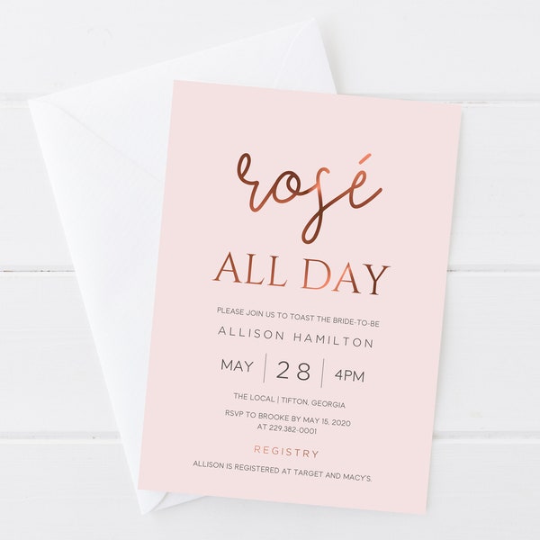 Rose All Day Bridal Shower Invitation | Printable Bridal Shower Invitation | Bridal Shower Invitation Template | Bridal Shower Invites