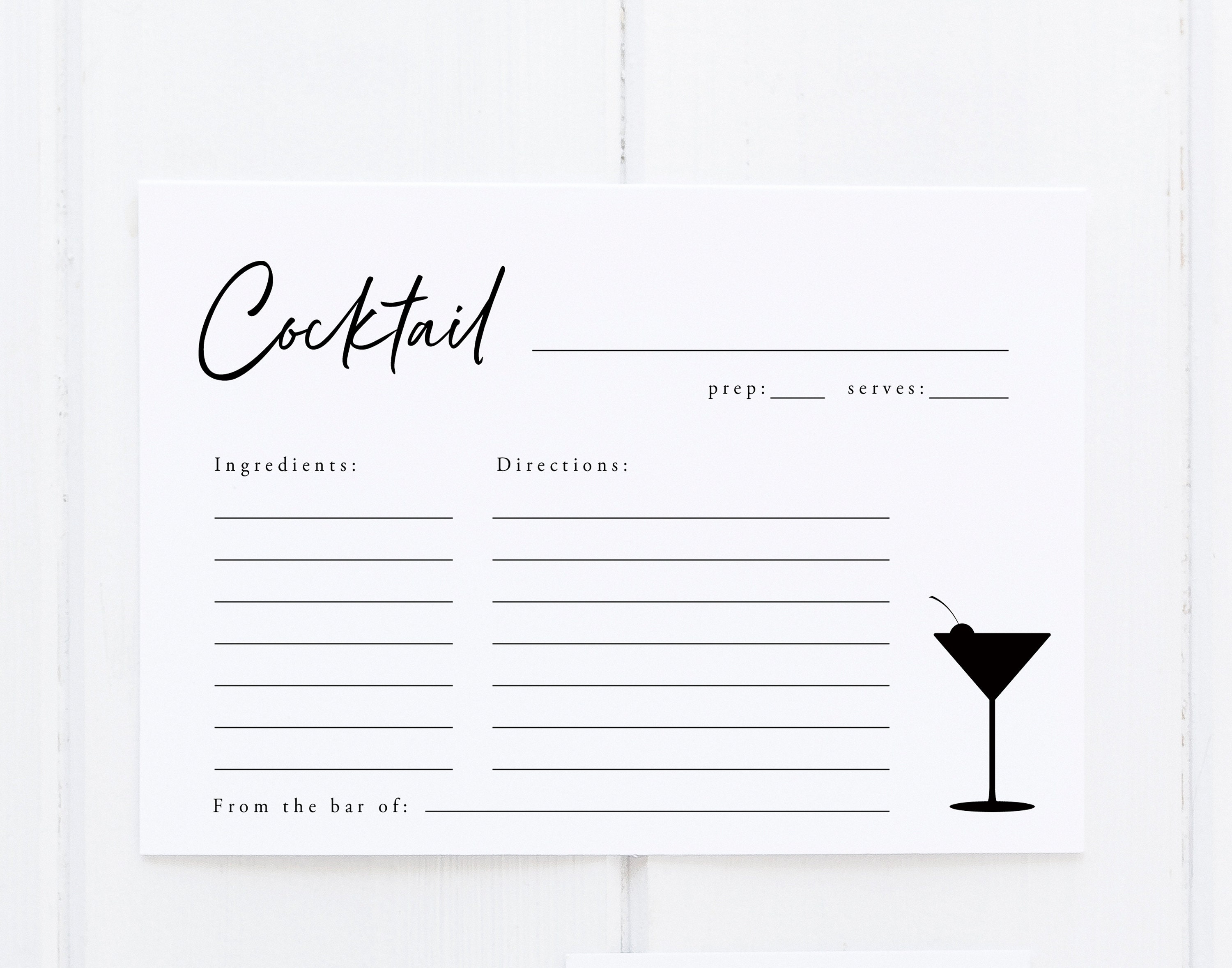 Cocktail Recipe Card Template Word