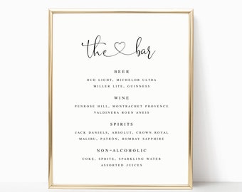 Printable Bar Menu | Bar Menu Template | Open Bar Printable | Open Bar Sign | Wedding Bar Menu | Printable Bar Menu | Bar Menu Sign | CH19