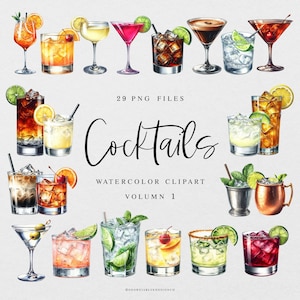 Clipart Cocktail Acquerello, Illustrazione Clipart Cocktail, Clipart Bevanda Acquerello, Clipart Bevanda Firma Cocktail Firma Png Matrimonio