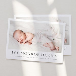Modèle de faire-part de naissance, carte de faire-part de naissance photo imprimable, modèle Photo minimaliste, moderne, nouveau-né, carte photo nouveau-né, BA07