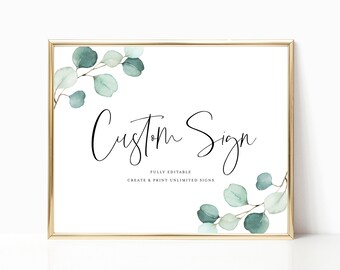 Custom Wedding Sign Template | Editable Wedding Sign | Create Your Own | Design Your Own | Greenery | Modern | Simple | Calligraphy | EM20