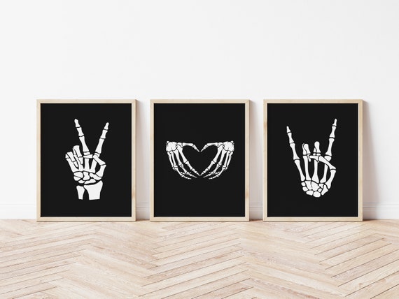 Peace Love and Rock N' Roll Rocker Skeleton Skeleton | Etsy