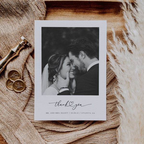 Wedding Photo Thank You Template | Printable Wedding Thank You Photo Card | Wedding Thank You Cards | Editable Thank You Cards | LL21