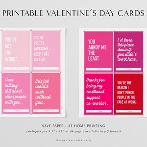 Printable Valentines Day Cards for Coworkers Funny Valentines Cards ...
