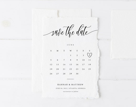 Modern Save the Date Calendar Template Printable Save the Date Calendar  Minimalist Save the Date Cards Instant Download ST19 - Etsy