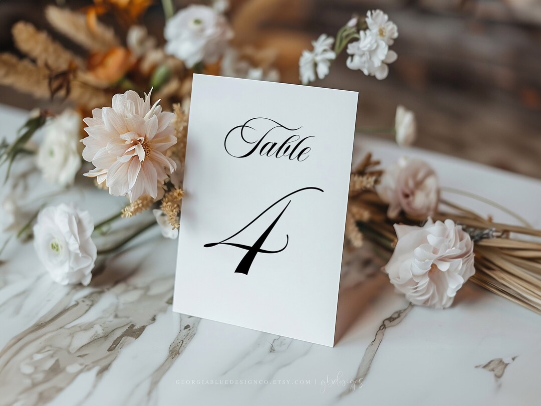 Printable Table Numbers | Table Number Template | Wedding Table Numbers ...