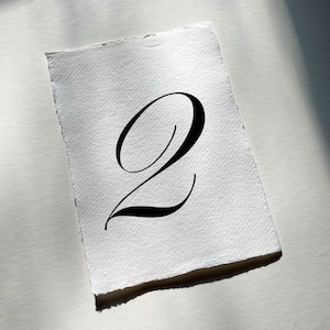 Numeri da tavolo con bordo frastagliato, numeri da tavolo in carta fatti a mano, numeri da tavolo per matrimonio strappati a mano, decorazioni minimaliste per ricevimenti nuziali, Ava