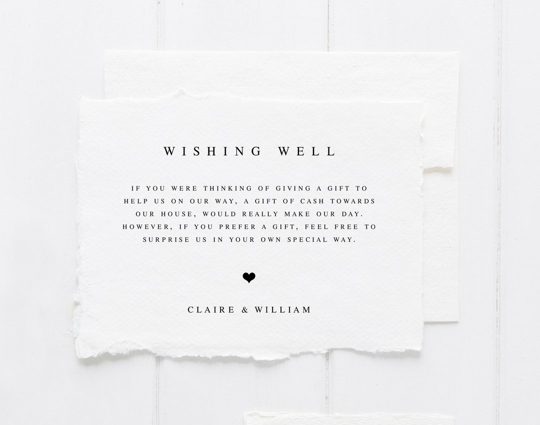 Printable Wishing Well Cards | Wishing Well Card Template | Wedding ...