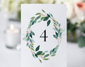 Printable Table Numbers | Table Number Template | Wedding Table Numbers | Greenery Table Numbers | Editable | Eucalyptus | Botanical | FG19