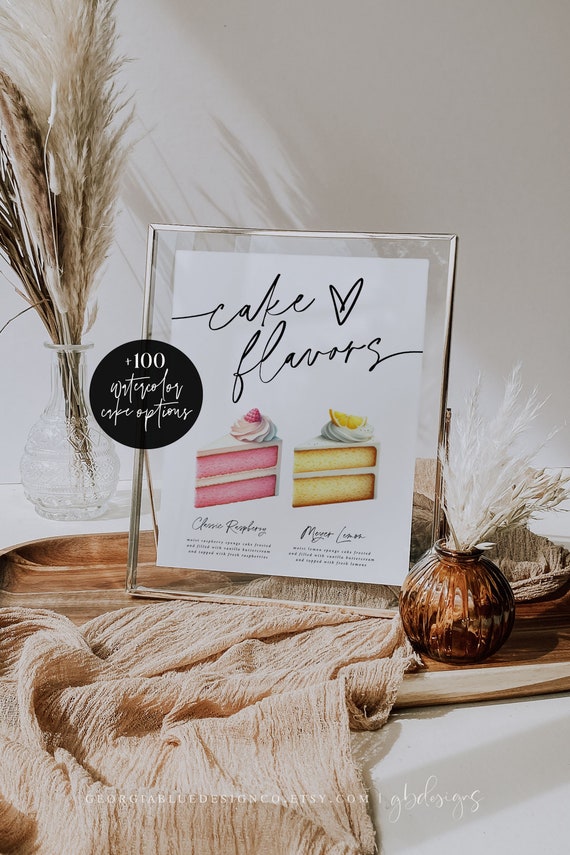 Watercolor Wedding Cake Flavors Sign Template (printable) - Etsy