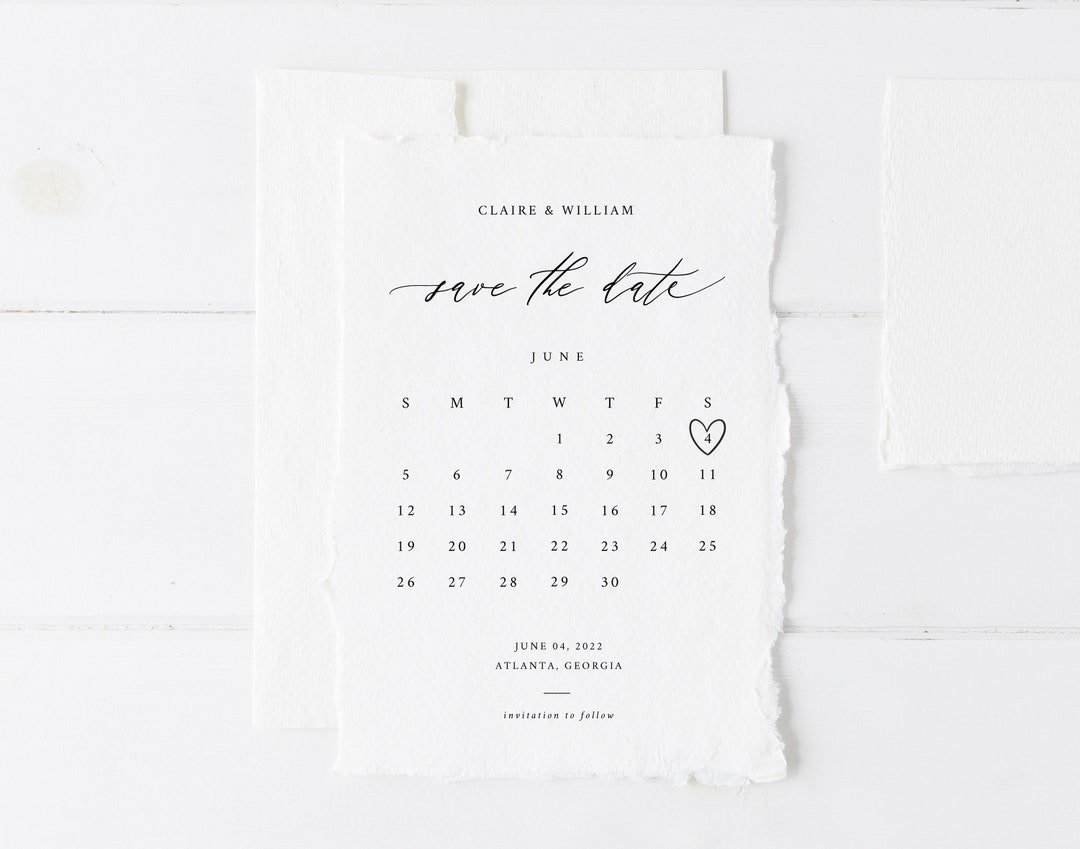 Modern Save the Date Calendar Template Printable Save the Date Calendar