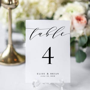 Printable Table Numbers | Table Number Template | Wedding Table Numbers | Calligraphy Table Numbers | Editable | Instant Download | ML06