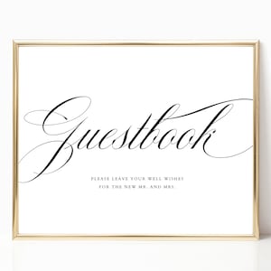Printable Guestbook Sign | Wedding Guestbook Sign | Guestbook Sign Template | Calligraphy Guestbook Sign | Guestbook Table Sign | MC20