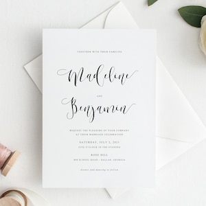 Printable Wedding Invitations | Wedding Invites | Wedding Invitation Template | Templett Wedding Invitations | Calligraphy | Simple | MK19