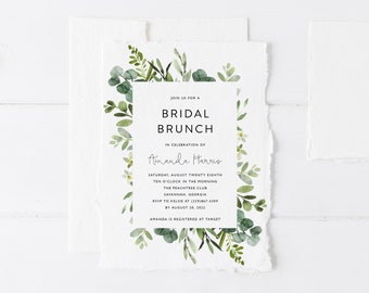 Greenery Bridal Brunch Invitation Template | Printable Greenery Bridal Shower Invitations | Greenery Bridal Brunch Invites | Templett | BG21