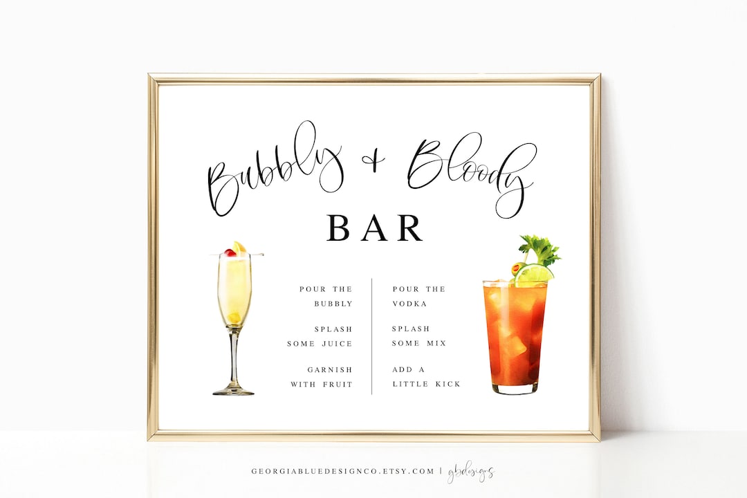 Bloody Mary and Bubbly Bar Sign Template | Bloody Mary and Mimosa Bar ...