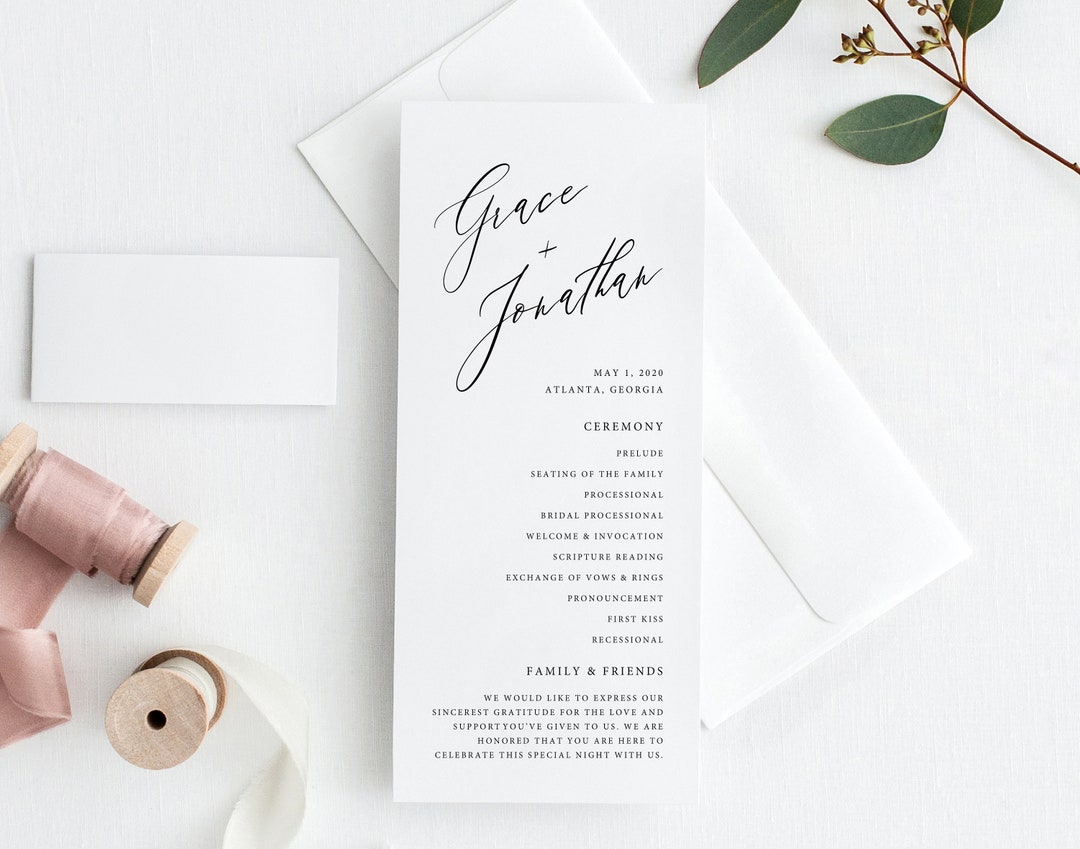 Printable Wedding Program Template Printable Wedding Ceremony Program ...