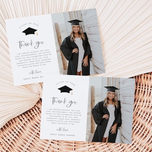 Graduierung Dankeskarten, Foto Dankeskarten druckbar, Dankeskarten für die Staffelung, 2024 Graduate Danke bearbeitbar, Fotokarte