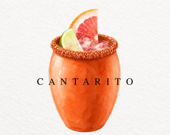 Cantarito PNG, Watercolor Tequila Cocktail Illustration, Mexican Citrus Drink Clipart, Bar Menu Graphic