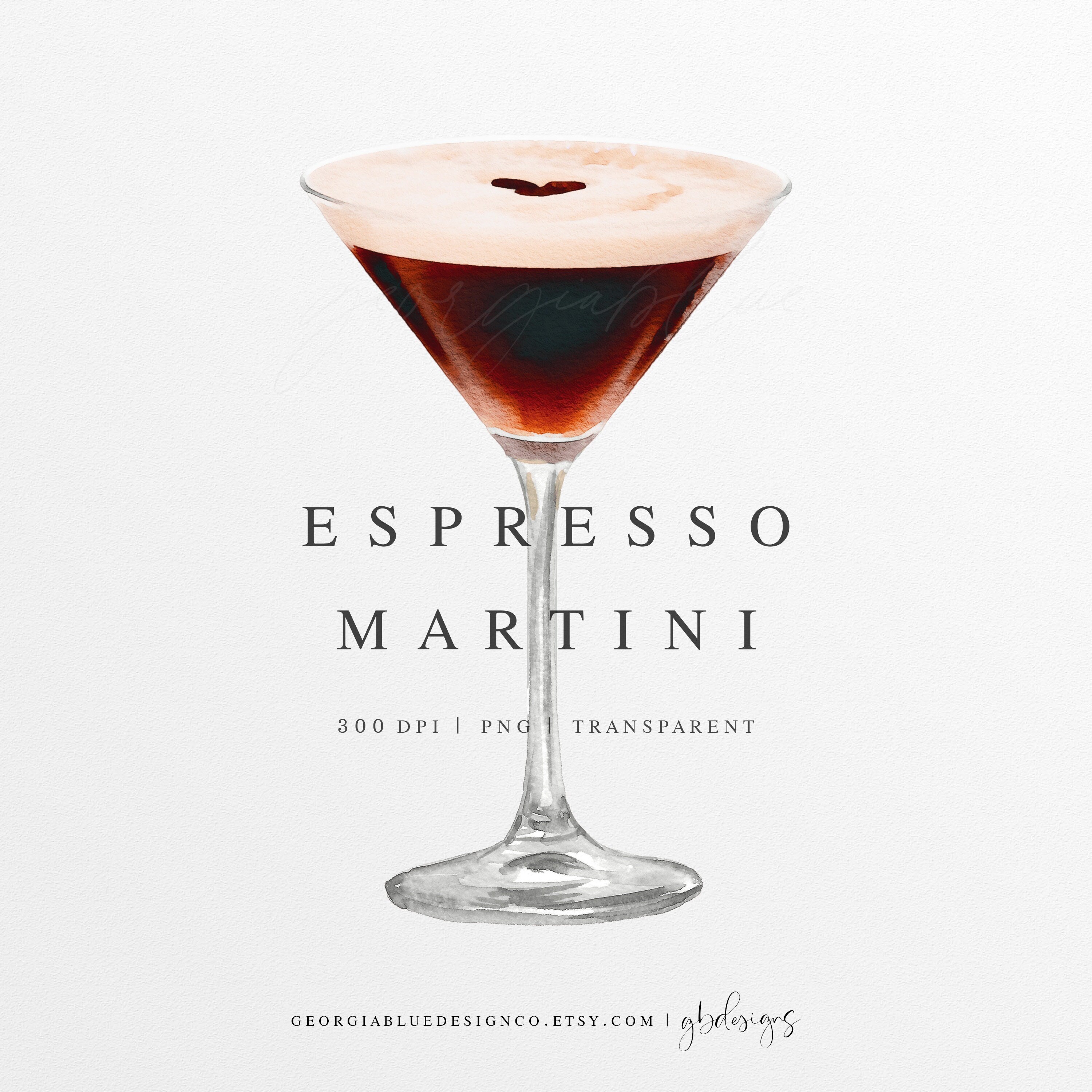 Espresso Martini Watercolor Clipart | Espresso Martini Drink Illustration | Custom Watercolor Cocktail | Signature Drink Clipart | Digital